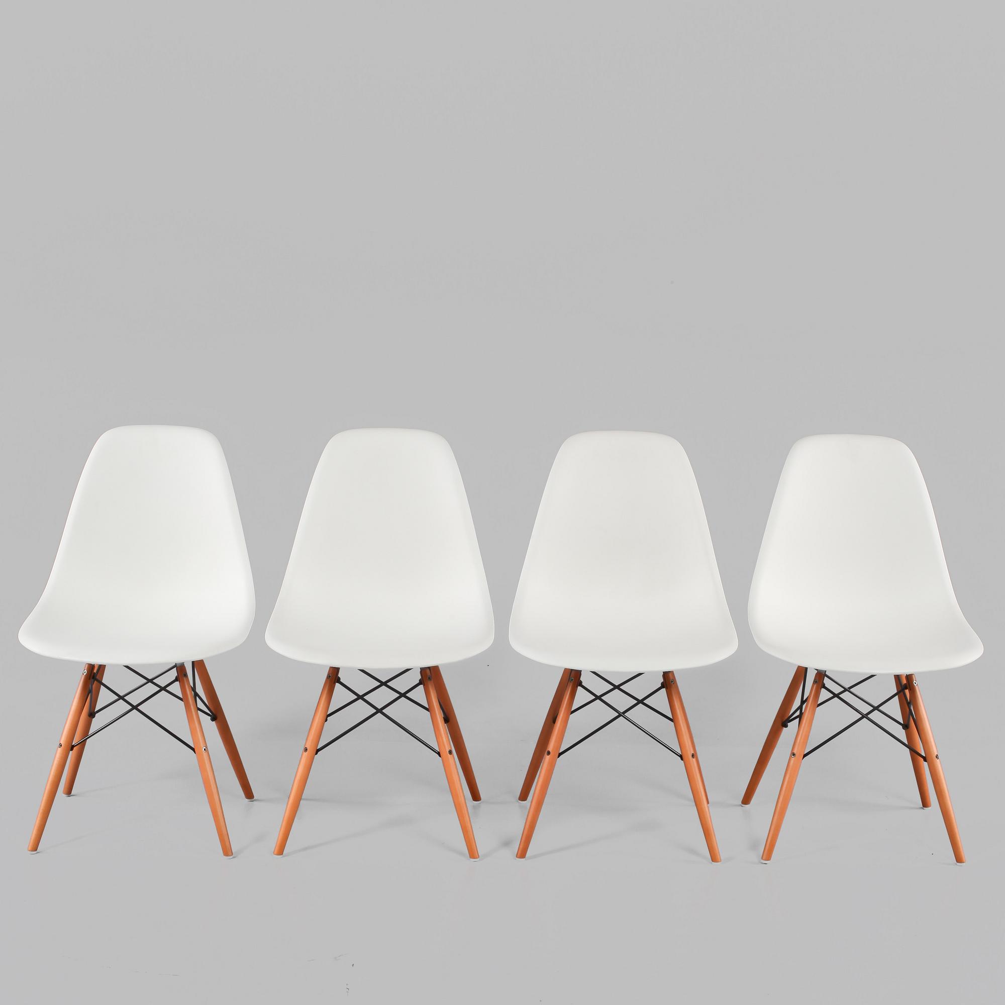 STOLAR, 4 st, "Plastic chair", Charles & Ray Eames, Vitra, 2000-tal.