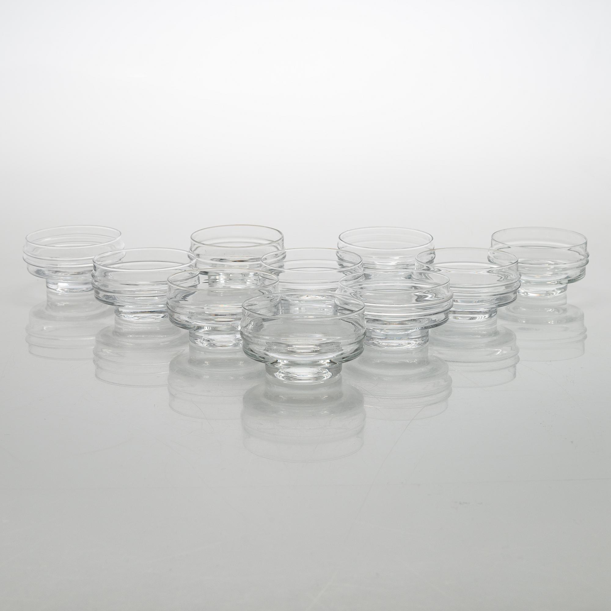 Timo Sarpaneva, set of 54 'Ripple' 2054 glasses for Iittala.