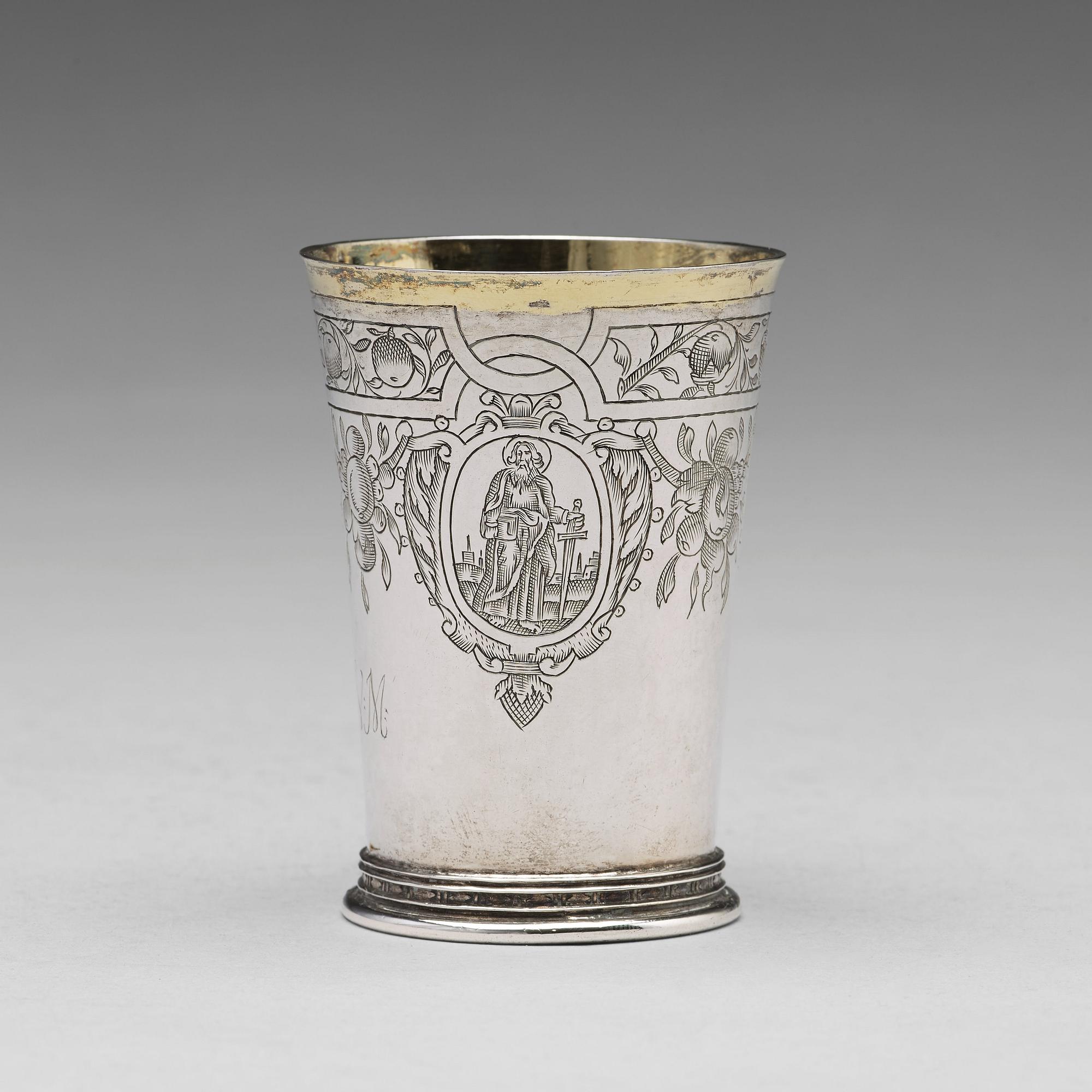 Andreas Pauli, bägare, silver, Köln (verksam 1663-1669). Senrenässans.