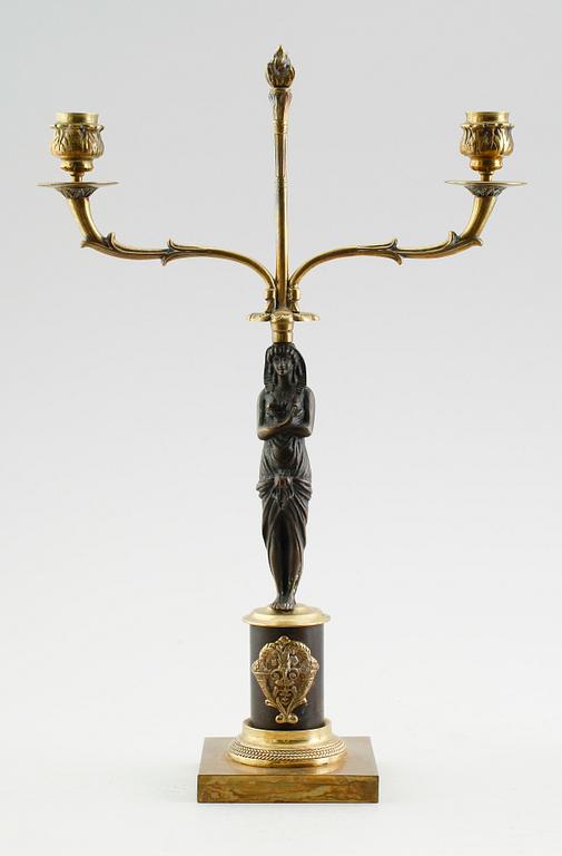 KANDELABRAR, 1 par, empirestil, 1800-/1900-tal.