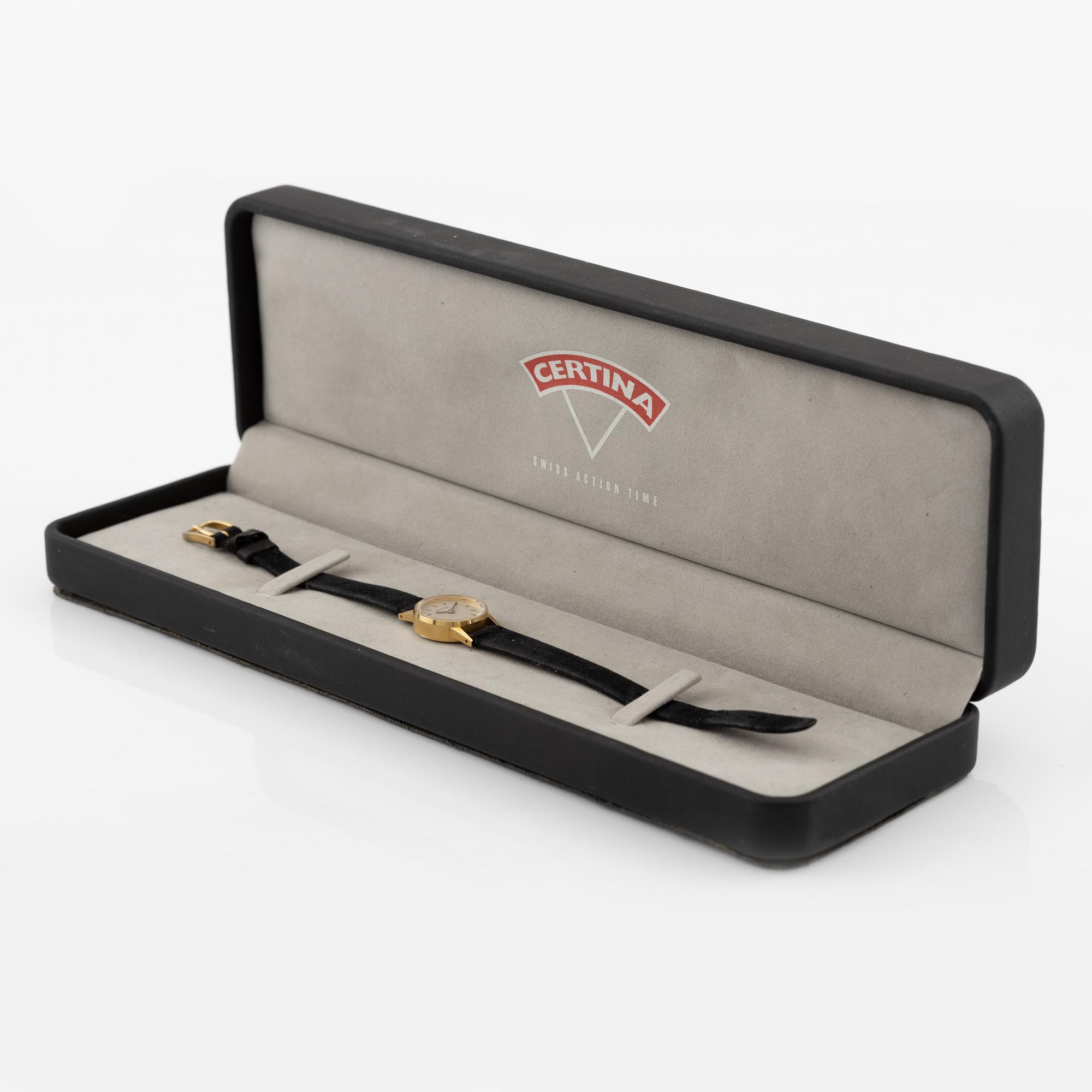 Certina, wristwatch, 18K gold, 19 mm.