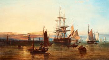 266. Jan Hermann Barend Koekkoek, Ships at dusk.