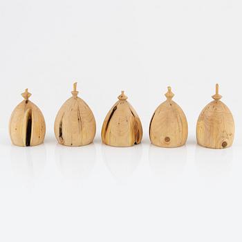 Magnus Ek, a set of five juniper Clocher for Oaxen Krog.