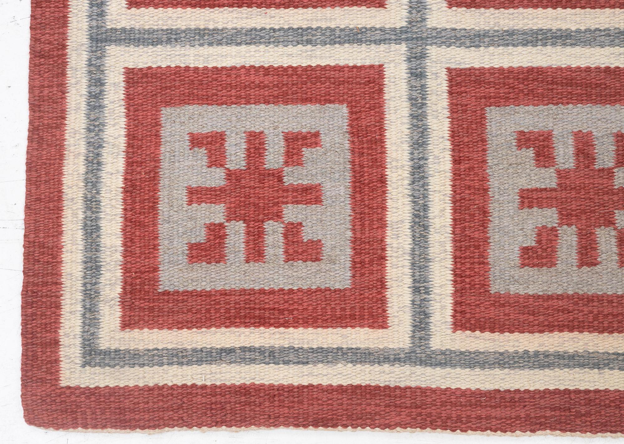Anna-Greta Sjöqvist, a carpet, flat weave, c. 240 x 130 cm, signed AGS.