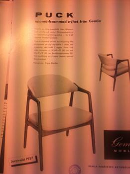 A arm chair by Yngve Ekström, "Puck/922", Gemla Fabrikers AB, Diö, designed in 1956.