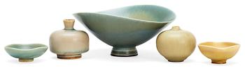 483. A set of five Berndt Friberg stoneware miniatures, Gustavsberg 1950/60's.