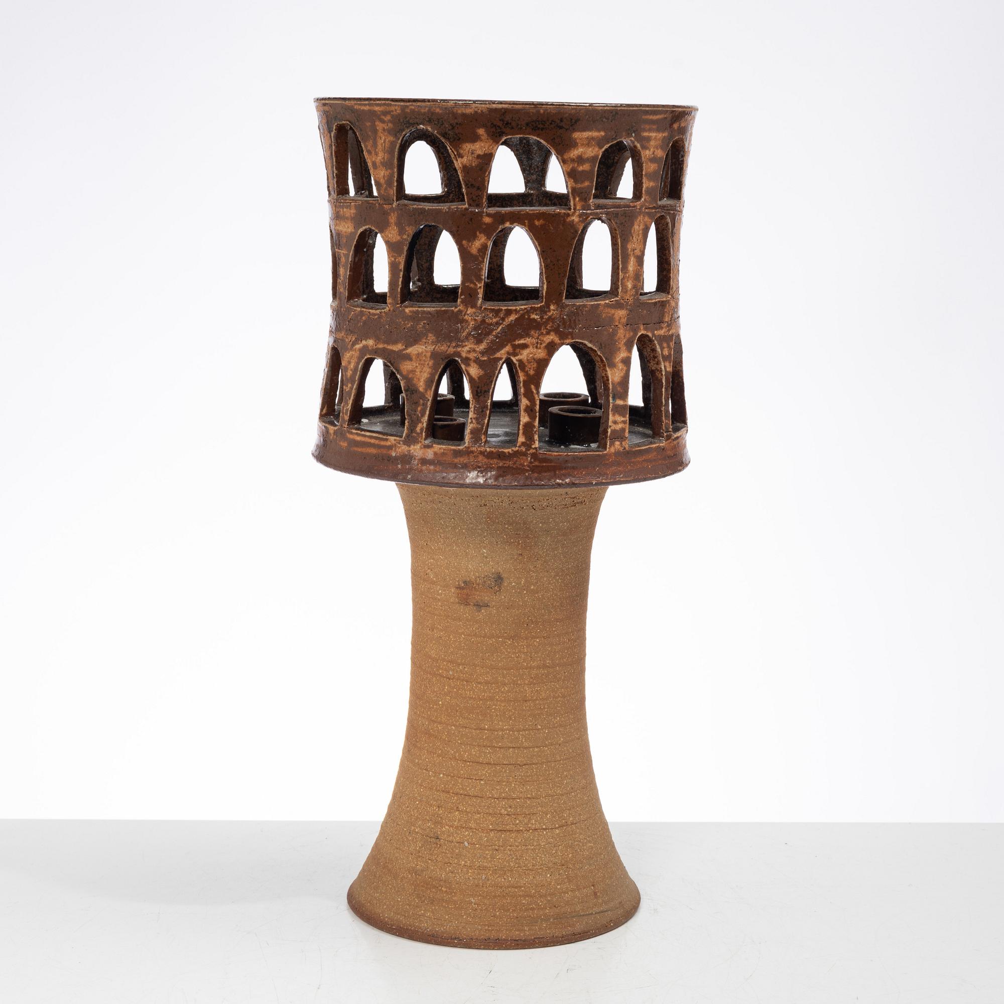 Lisa Larson, a stoneware candlestick, Gustavsberg, second half of the 20th century.