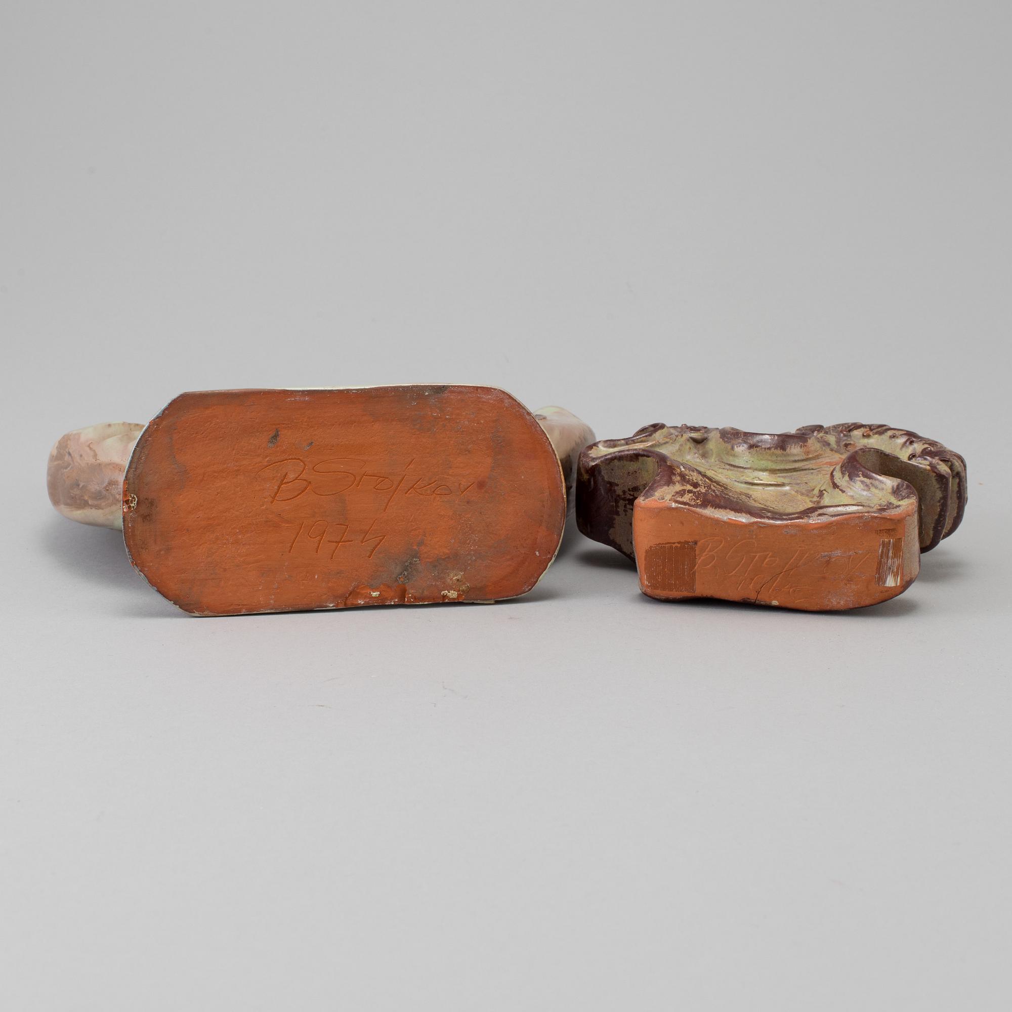 BORIS STOJKOV, 2 stycken skulpturer, keramik. Signerade och daterade 1974.