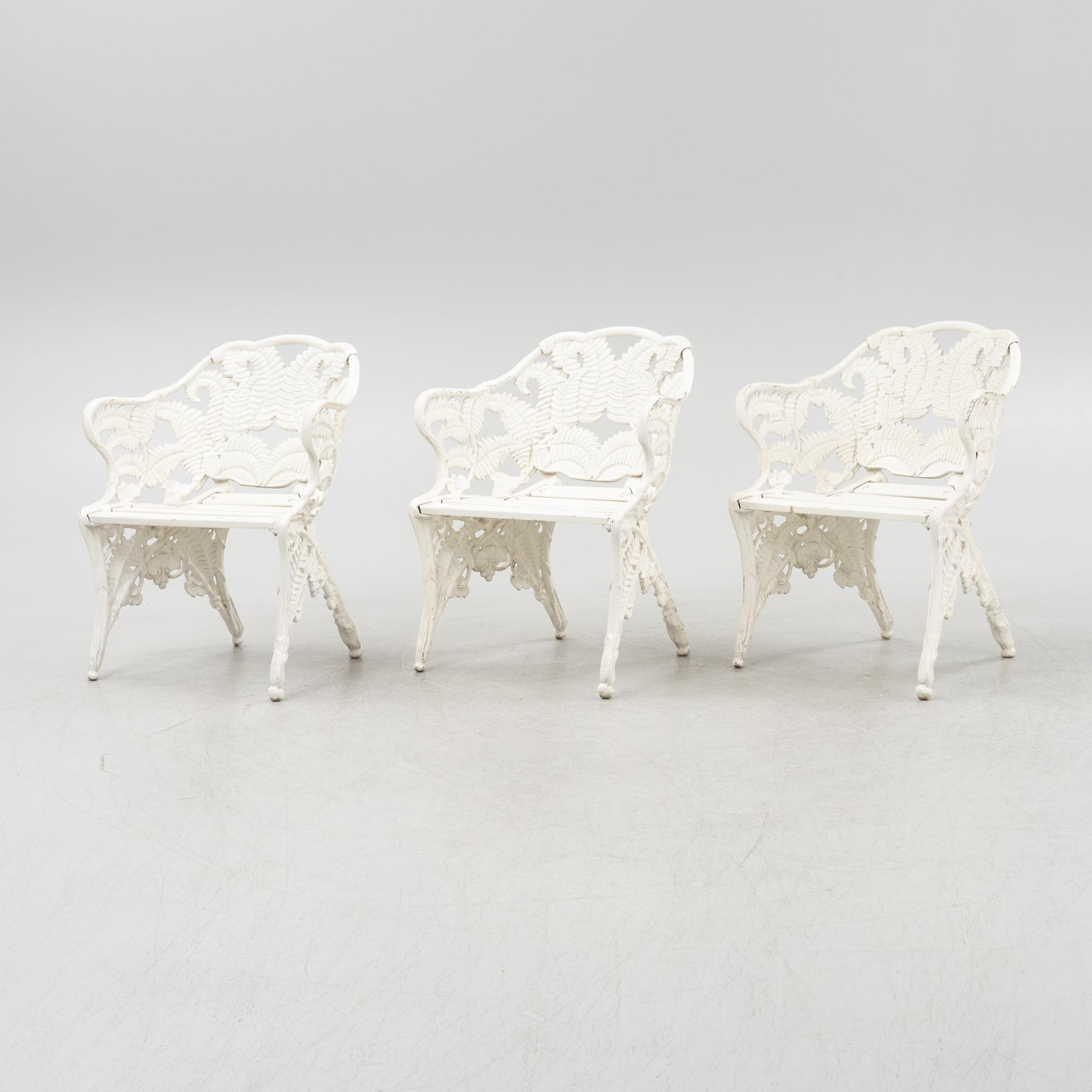 Trädgårdsstolar 3 st, "Ormbunke", 1900-talets andra hälft.