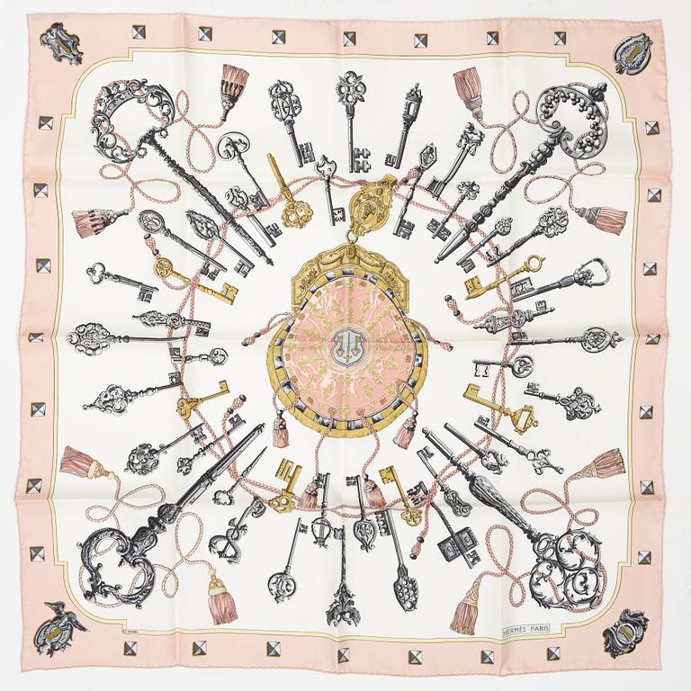 Hermès, a 'Les Clefs' silk scarf.