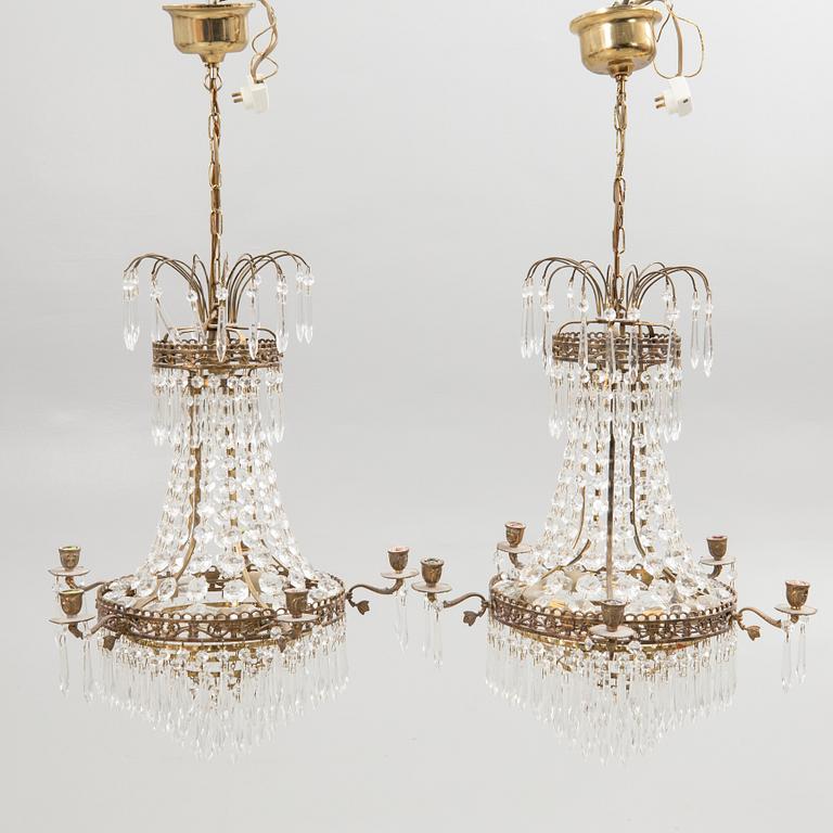 Chandeliers, a pair, Gustavian style, 20th century.