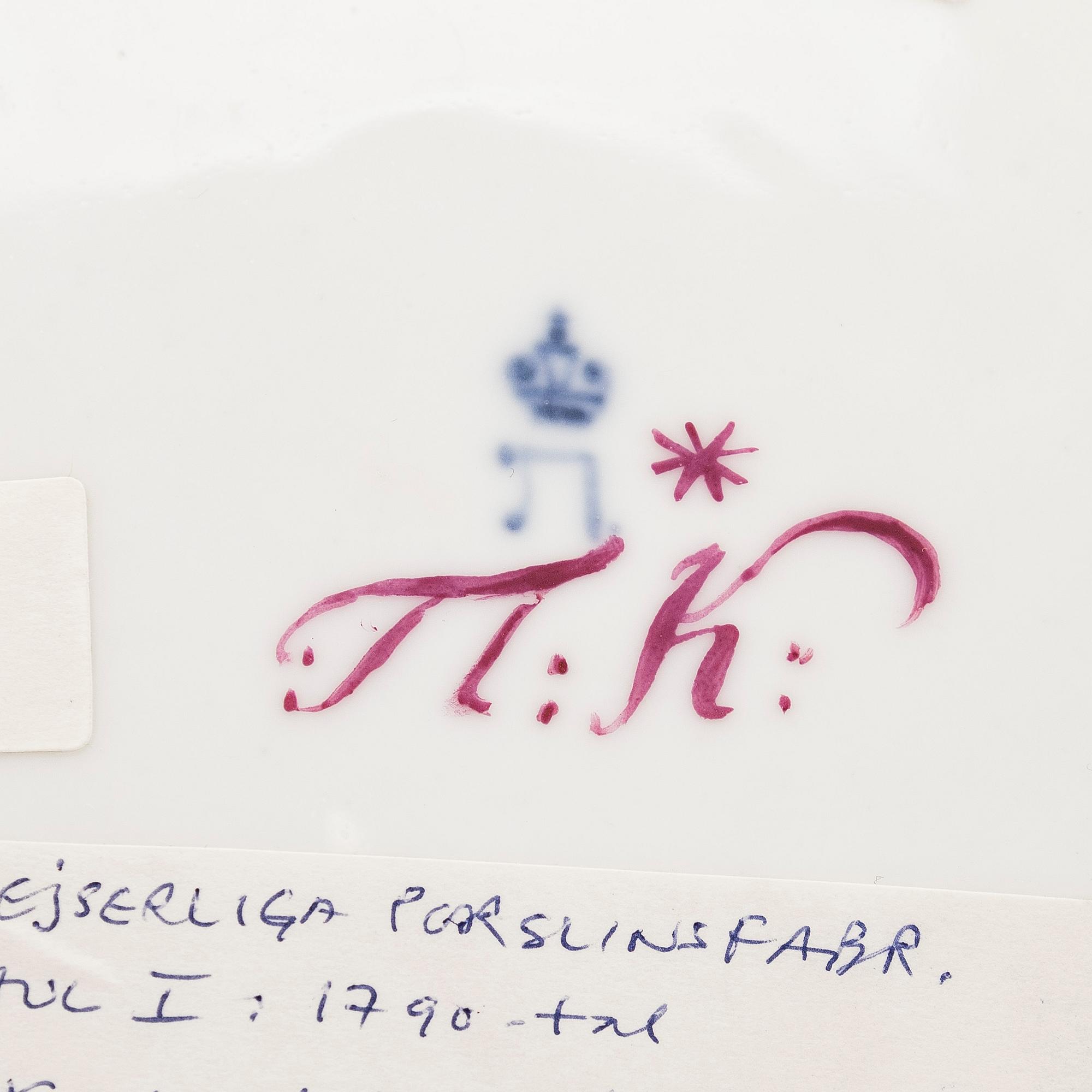 Three porcelain plates, by the Imperial Porcelain Factory in Saint Petersburg, period of Paul I 1796-1801.
