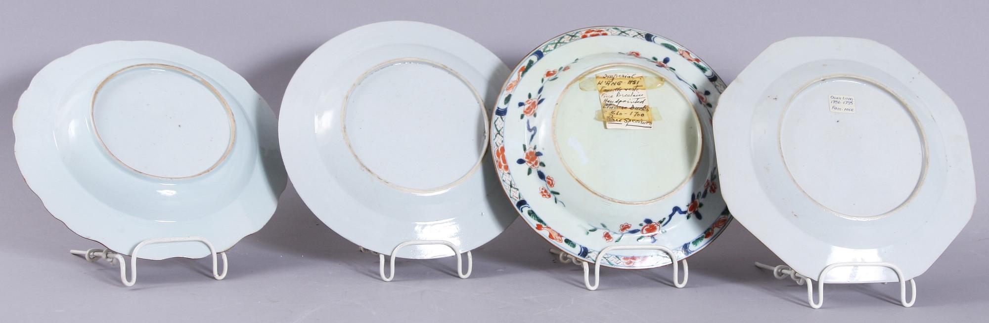 TALLRIKAR, porslin, 4 st, Kina, 1700-tal.