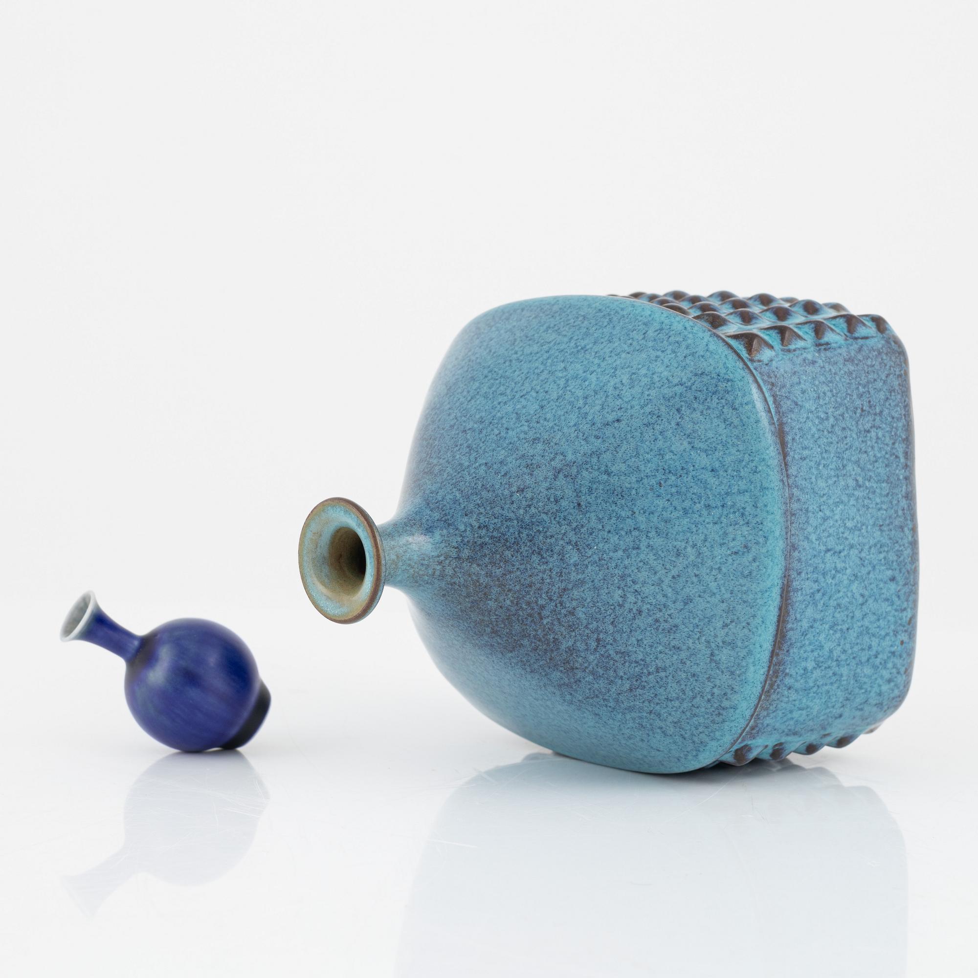Stig Lindberg, a stoneware vase, Gustavsberg studio, Sweden 1965 and a Johan Andersson miniature vase, Höganäs, Sweden.