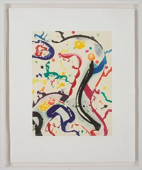 158. SAM FRANCIS, färgakvatint, 1990, signerad med blyerts 12/21, tryckt och utgiven av The Litho Shop, Inc., Santa Monica.