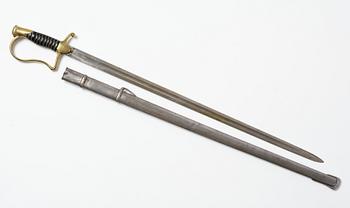A Swedish artillery sword, 1889 pattern, with scabbard.