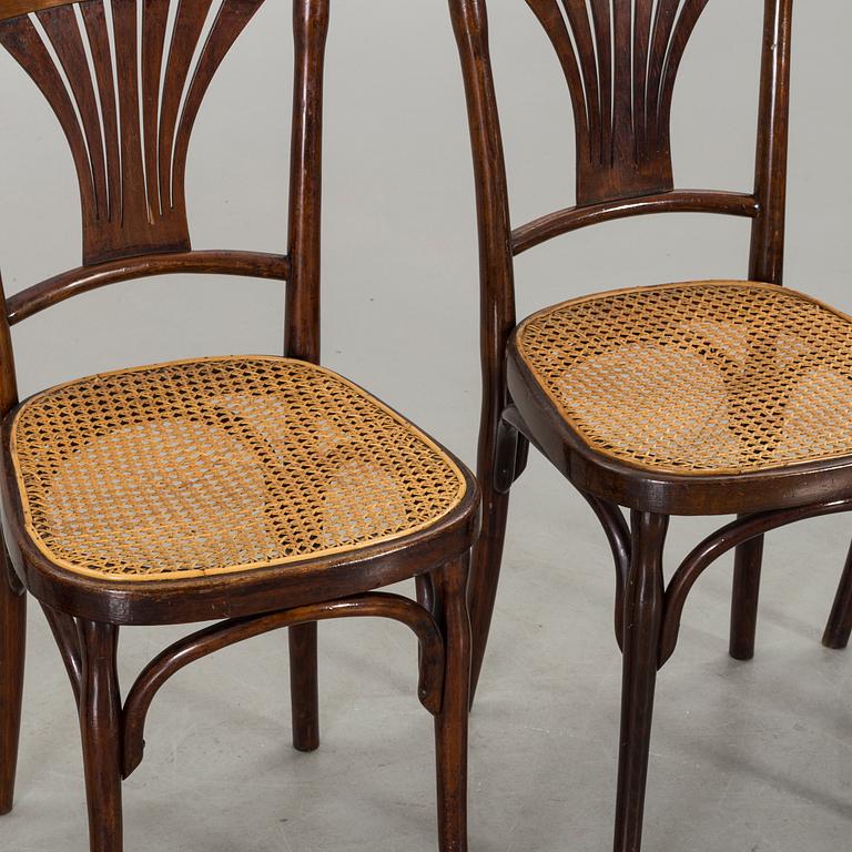 A SET OF FOUR BENTWOOD  CHAIRS J&J KOHN AUSTRIA.