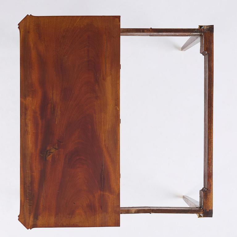 A Gustavian 'concertina action' mahogany games table by Georg Haupt (master in Stockholm 1770-84).