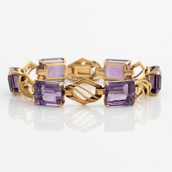 Bracelet, 18K gold with amethysts.