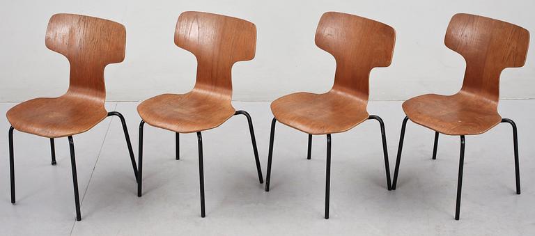 BARNSTOLAR, 4 st, modell 3103, Arne Jacobsen för Fritz Hansen, 1967-1970.