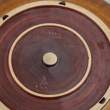 Berndt Friberg, a glazed stoneware dish, Gustavsbergs Studio, signed Friberd with date letter "b" for 1960.