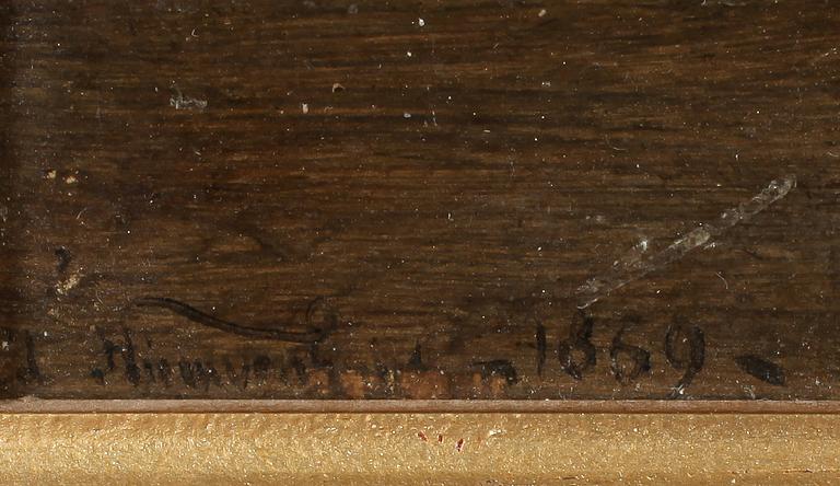 ÉDOUARD NIEUWENHUIS, olja på pannå, signerad och daterad 1859.