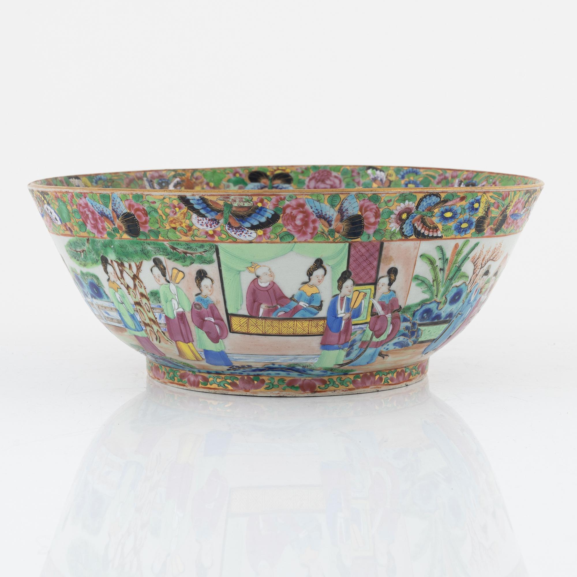 Bålskål, porslin, Qingdynastin, Kanton, Kina, 1800-tal.