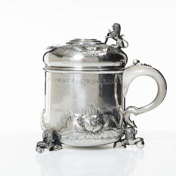 A Danish silver baroque style tankard, 20th century.