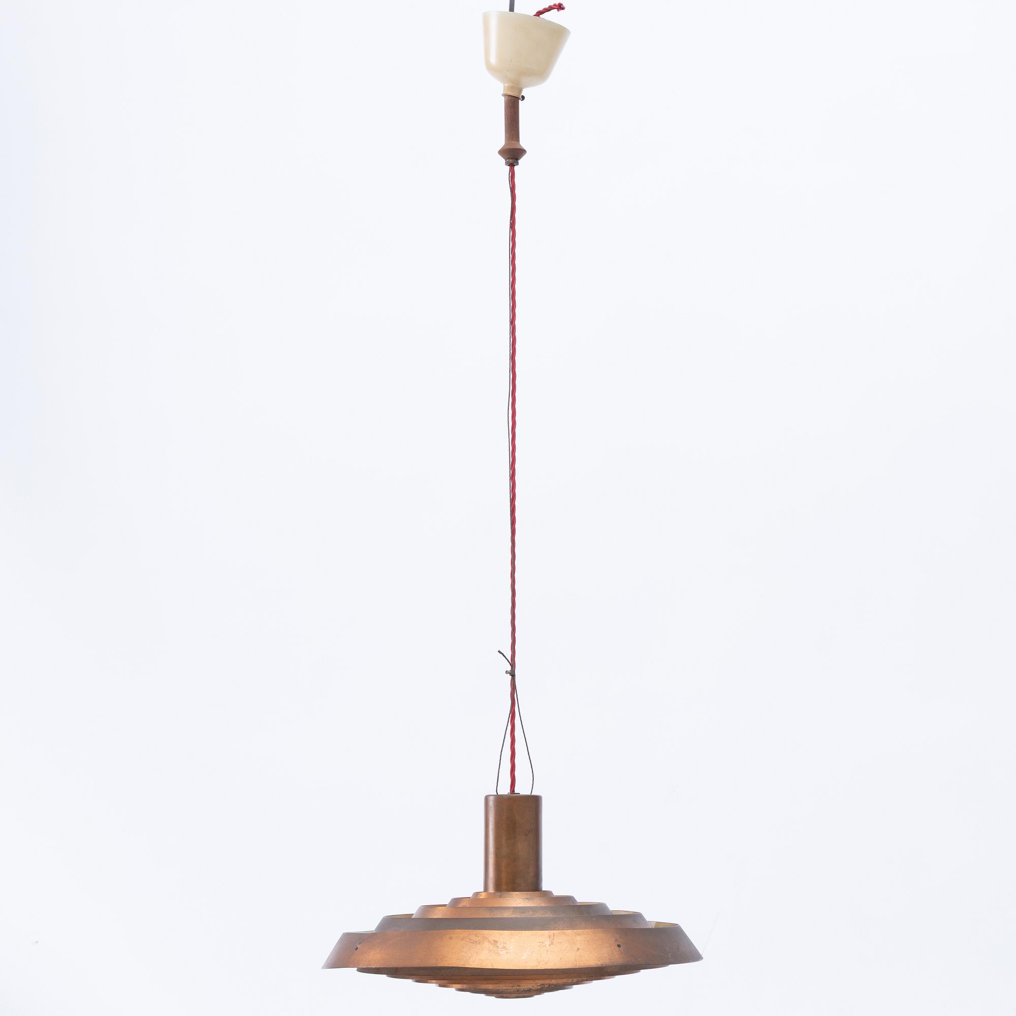 Poul Henningsen, a copper ceiling lamp "PH Tallerken", Louis Poulsen Denmark, second half of the 20th century.
