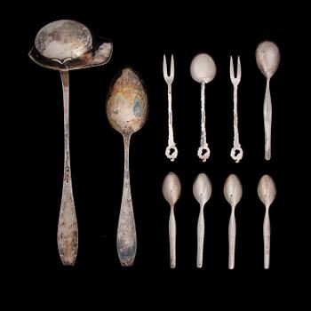 PARTI SILVERBESTICK, 10 delar, bl a Kultakeskus, 1950 samt -70-tal. Tot. vikt ca 321 g.