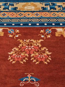 A CARPET, an antique/semi-antique Ningxia probably, China, ca 492,5-494,5 x 388-389,5 cm.