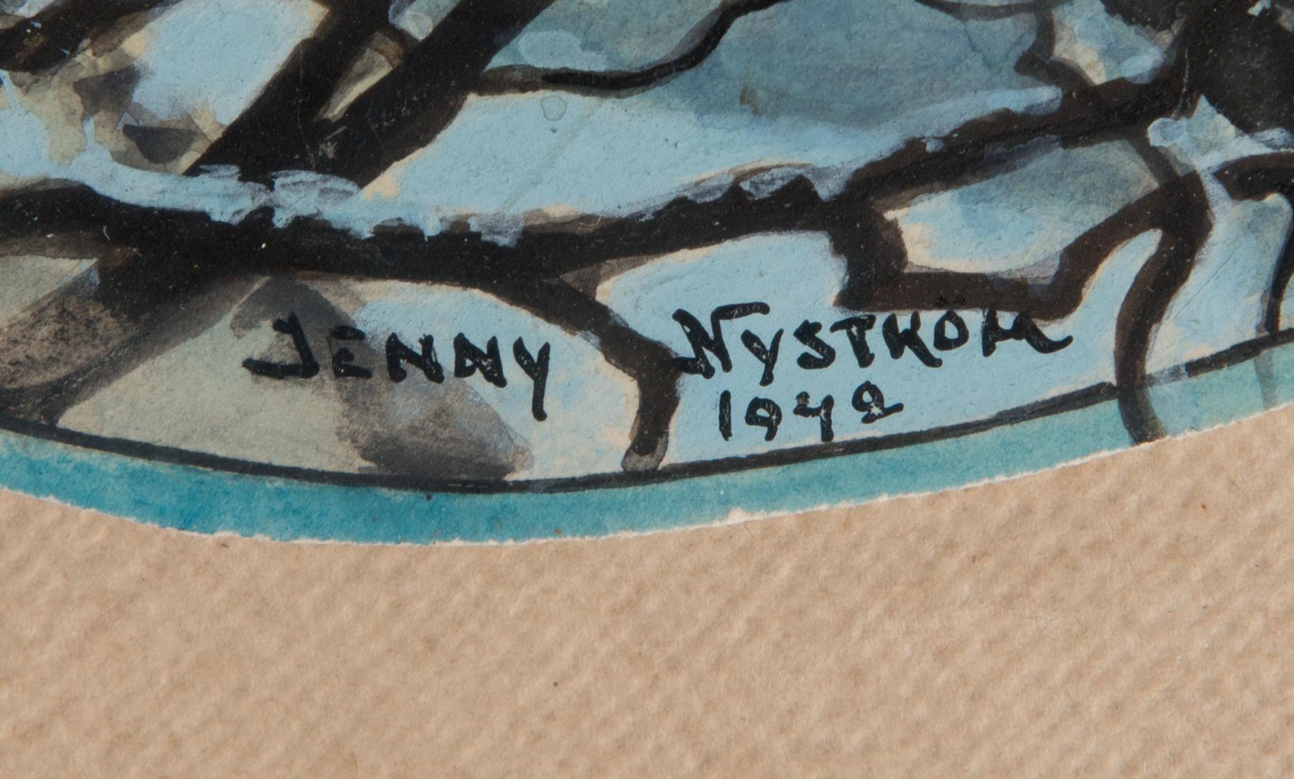 Jenny Nyström, akvarell/gouache, signerad och daterad 1942.