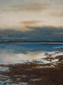 Bruno Liljefors, Twilight landscape with stretching swans.