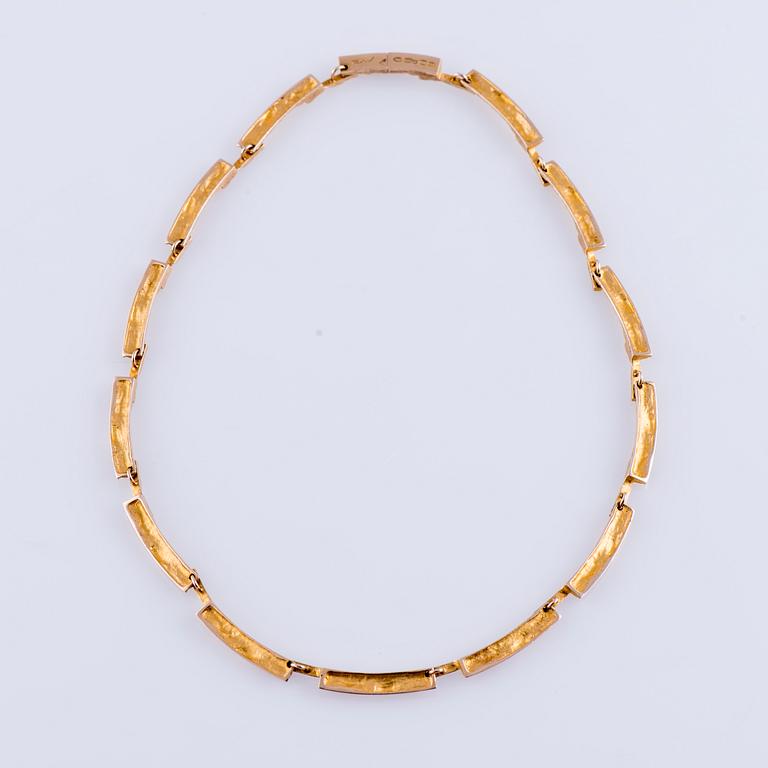 BJÖRN WECKSTRÖM, COLLIER Tundra, 14K guld. Lapponia 1967. Vikt 30 g.