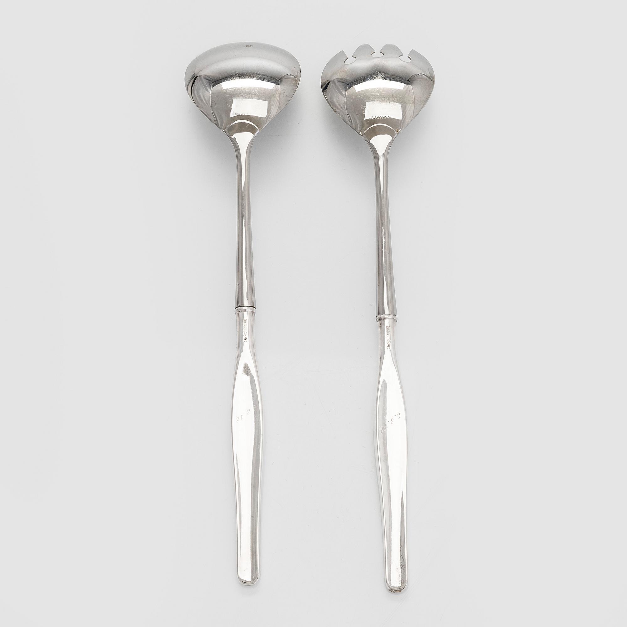 Tapio Wirkkala, Serveringsbestick, silver och stål, "Tapio" Kultakeskus Tavastehus 1995.