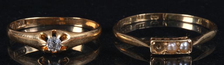 RINGAR, 6 st, 18K guld, tot vikt 14 gram.