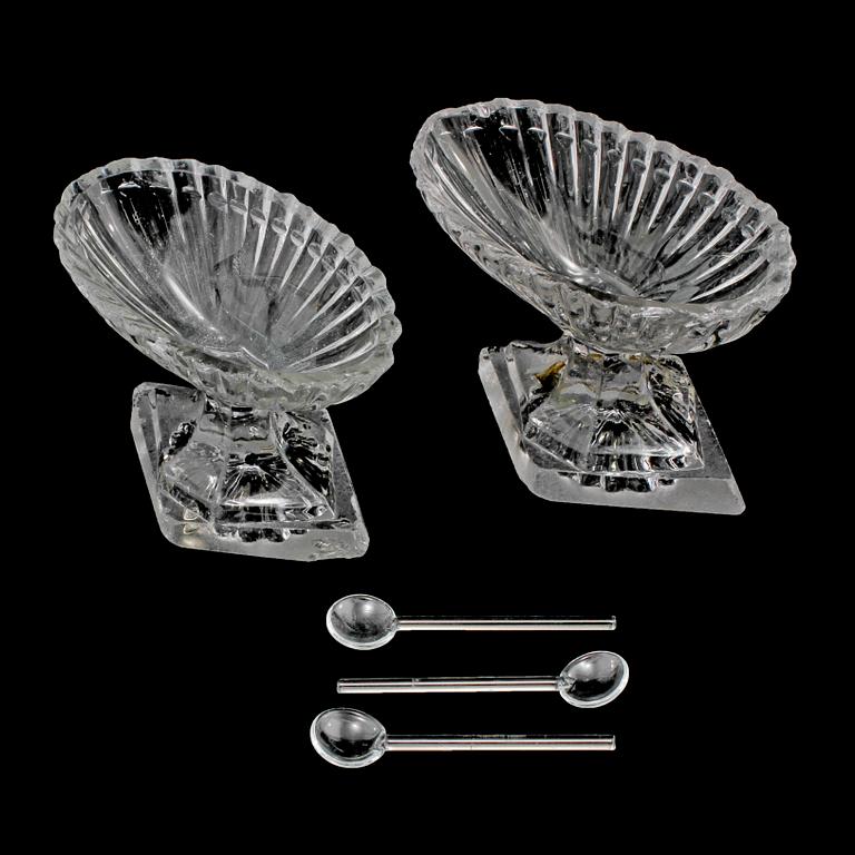 SALTKAR, ett par, glas, 1800-tal.