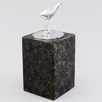 Tapio Wirkkala, Fågelskulptur, "Beckasin", silver (830) Kultakeskus 2000.