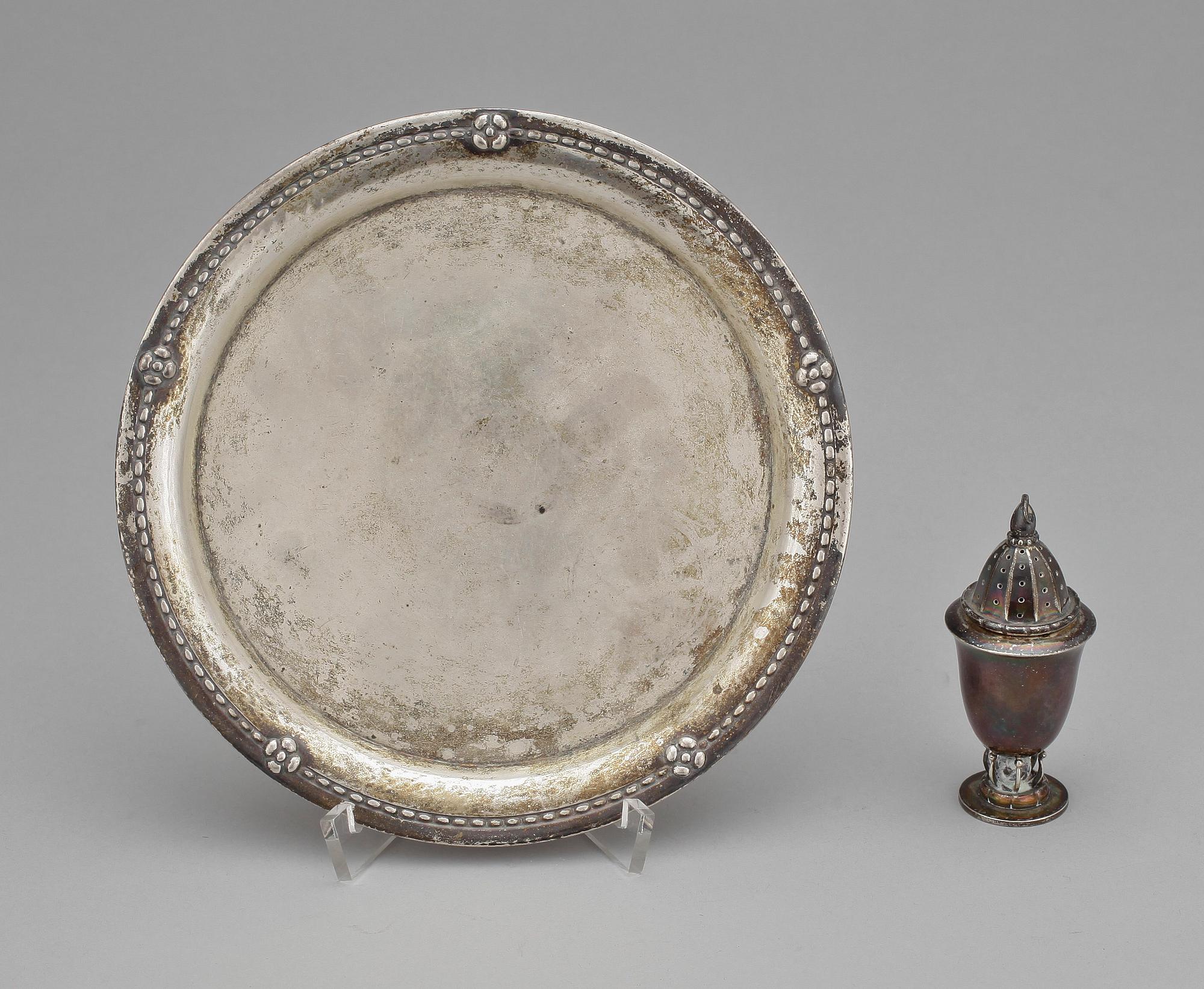 FAT samt SALTKAR, silver, Georg Jensen, Danmark, 1900-tal, tot vikt ca 229 g.