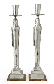 406. A pair of Edvin Öhrström pewter candle sticks by Svenskt Tenn 1930.