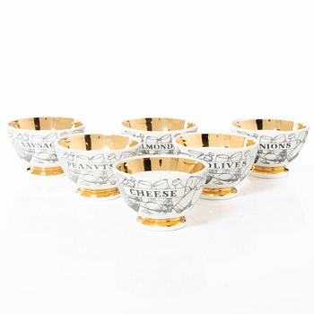 Piero Fornasetti, skålar, 6 st, Fornasetti, Milano, Italien.
