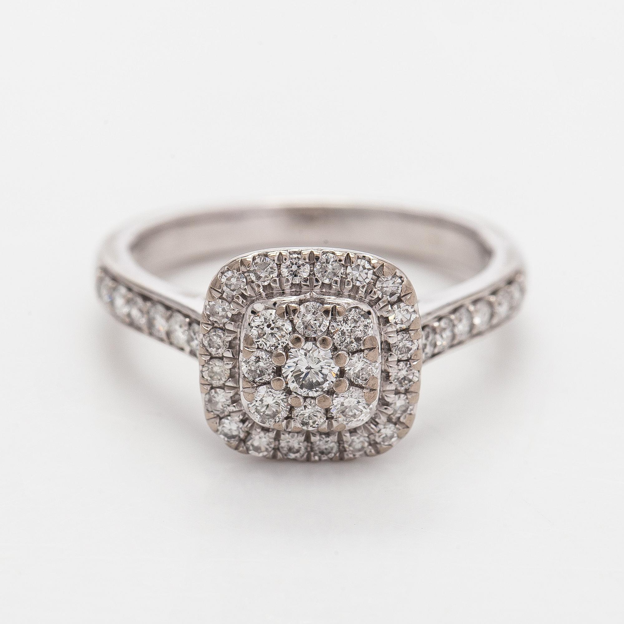 Ring, brilliant and 8/8 cut diamonds, 14K white gold.