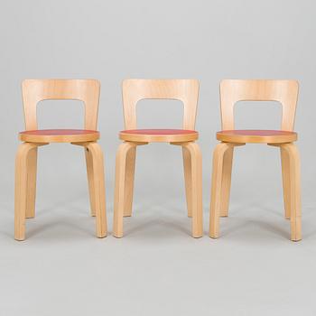 Alvar Aalto, A mid-20th century drop leaf table and three chairs for O.Y. Huonekalu-ja Rakennustyötehdas A.B.