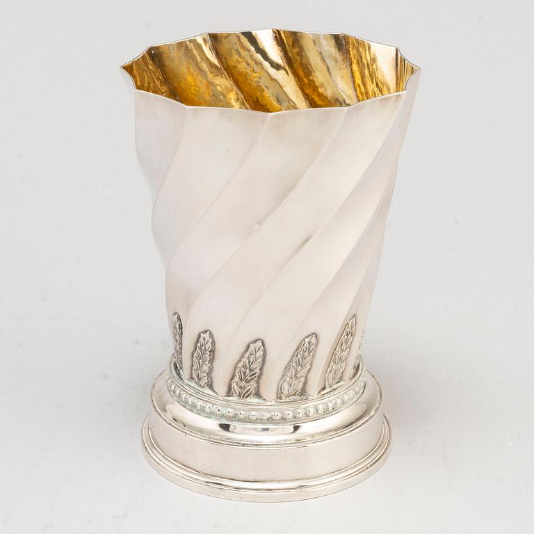 ATELIER BORGILA, a parcel-gilt sterling silver vase from Stockholm, 1949.