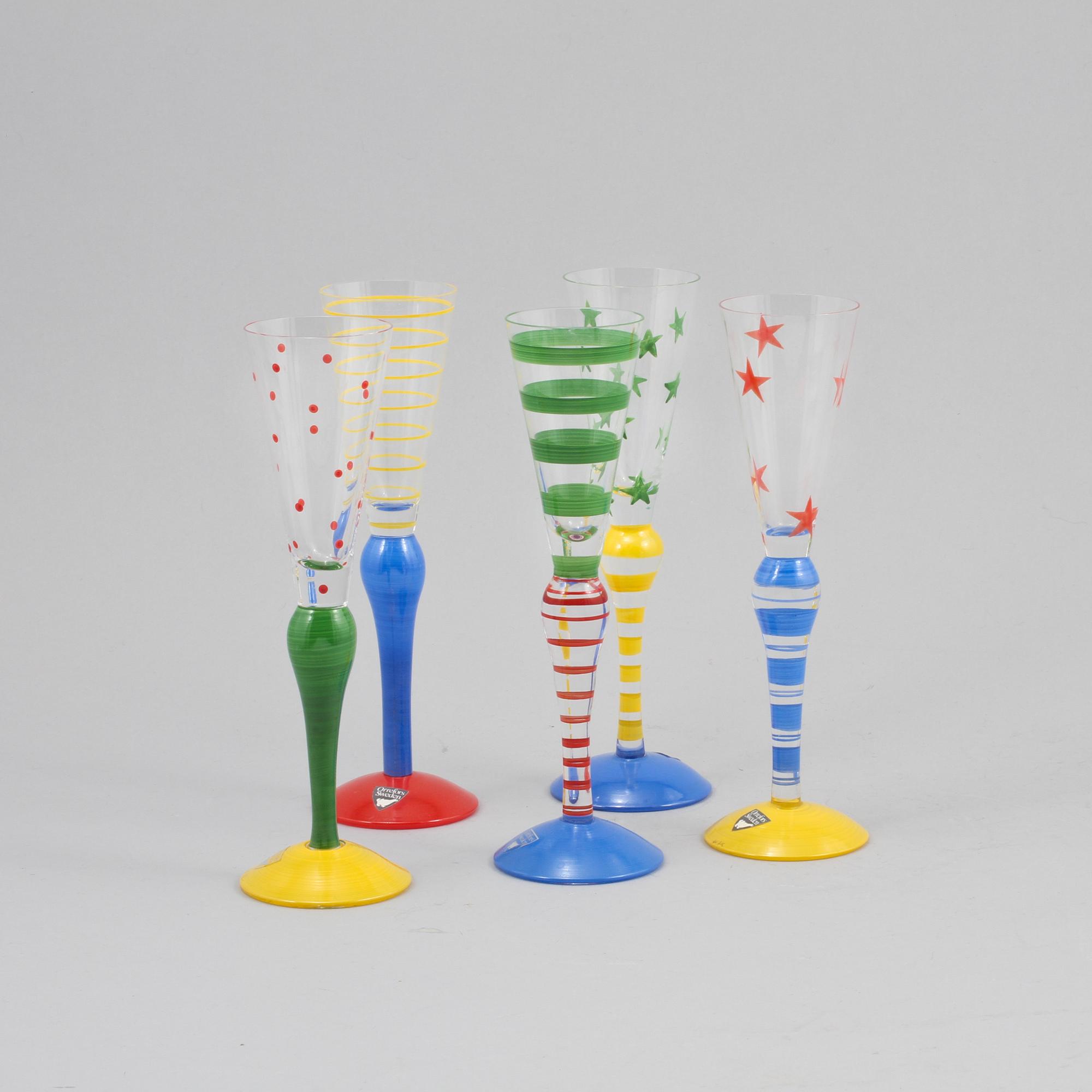 SNAPSGLAS, 5 st, "Clown", Anne Nilsson, Orrefors.