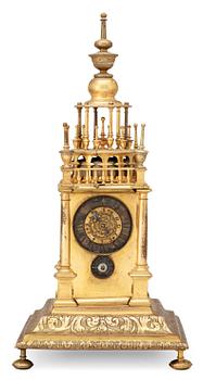 791. A German 17/18th century table clock, signed Friderich Hübner Bremen.