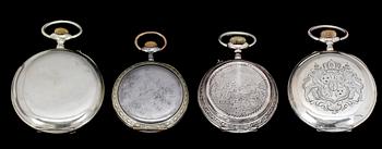 FICKUR, 4 st, bla Remontoir, silver. 1900-talets första hälft.