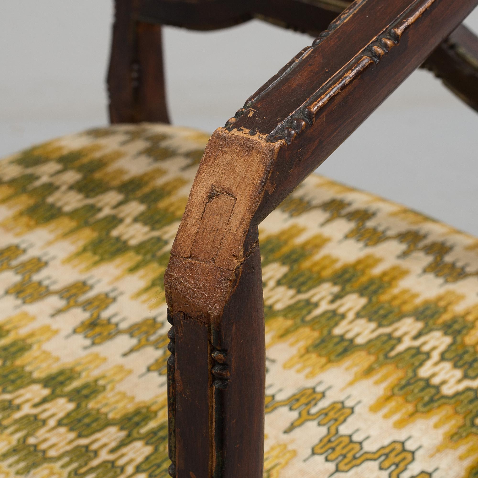 An armchair, probably Italian, 19th c, belonged to Queen Victoria, Solliden, the embroidery by King Gustav V.