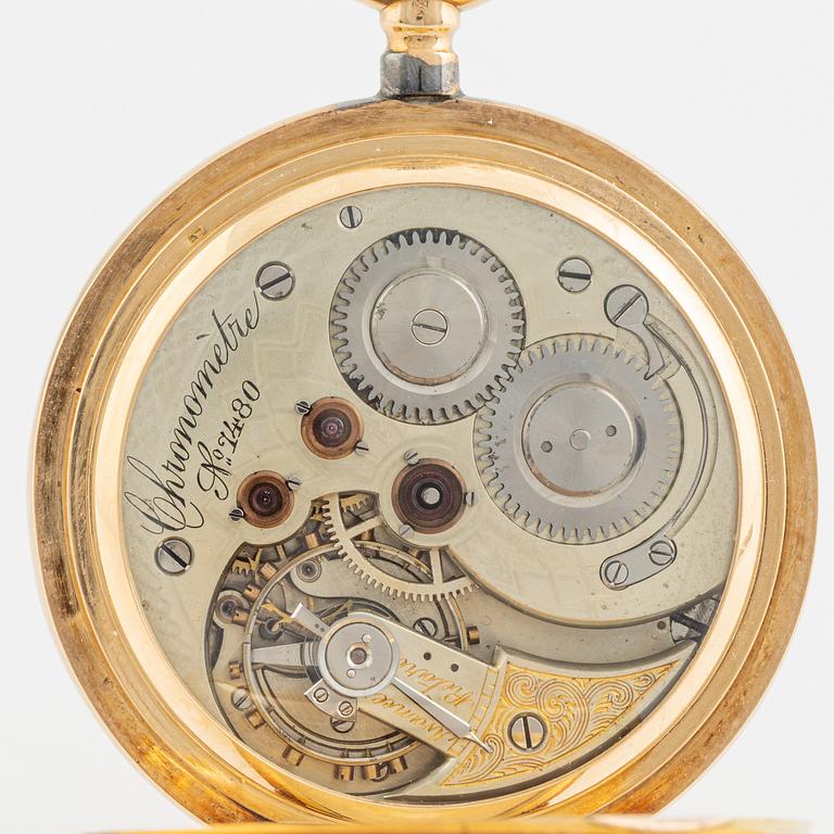 Pocket watch, Chronométre, 14K gold, 55,5 mm.