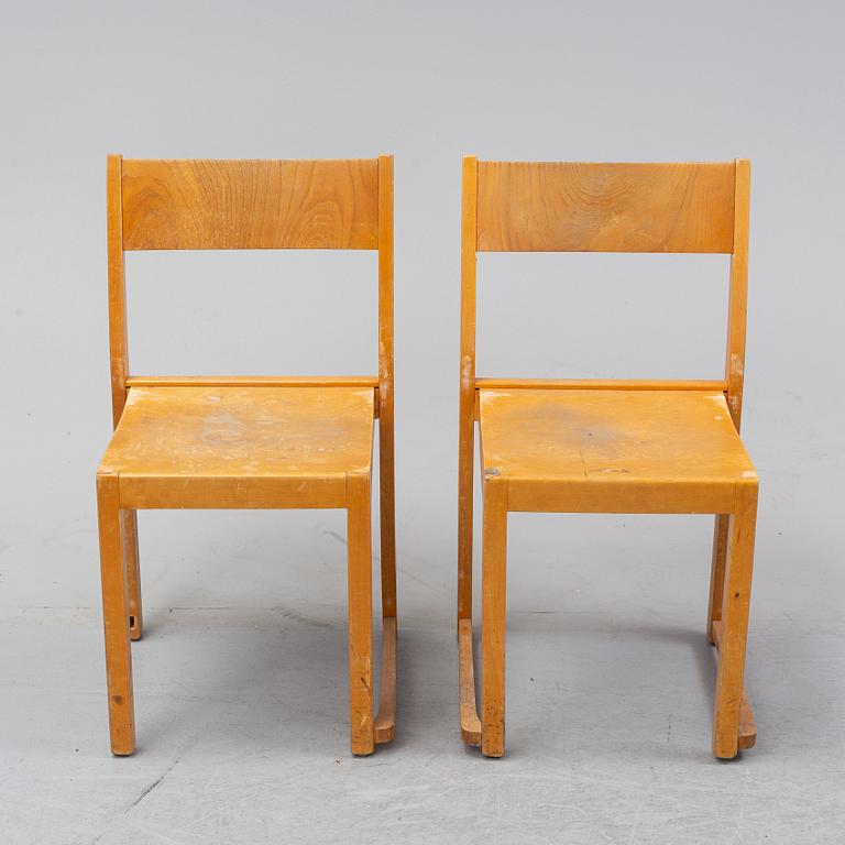 Six birch chairs by Sven Markelius, mid 20th Century.
